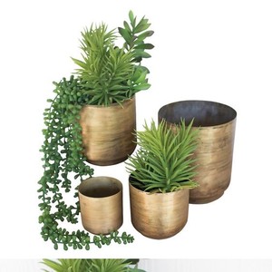 Maceta dorada de Metal con forma ovalada, juego grande de 3 macetas de flores de hojas para decoración del hogar, nuevo diseño - Product Image 2