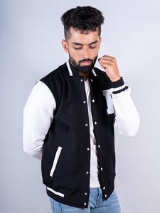 Chaquetas de béisbol informales de color sólido para hombre, chaqueta universitaria de Jersey de 350gsm con procesamiento recubierto de botones - Product Image 2