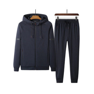 ชุดวอร์มสำหรับผู้ชายชุดวอร์มกางเกงวอร์มแบบมีฮู้ดสีฟ้าดำ - Product Image 3