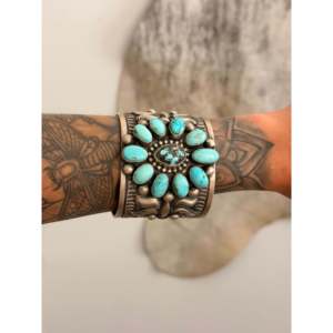 Tillie Jon Fashion Cuff Bracelet Multi-Turquoise & Sterling Silver Cluster Design - Product Image 2