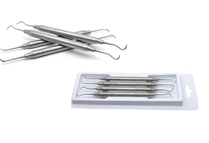 Instrumentos quirúrgicos para el ombligo, 4 Uds., Kit de escalador de dientes dentales de acero inoxidable, juego de instrumentos de limpieza de dientes Manual de doble extremo CE - Product Image 2