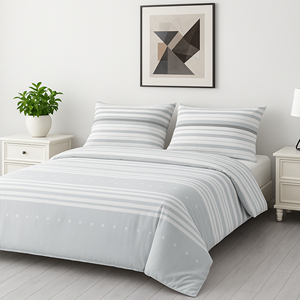 Set Copripiumino Moderno a Righe con Cerniera in 100% Poliestere Tessuto, con Federe Morbide e Traspiranti per un Sonno Confortevole a Casa - Product Image 2