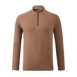 Activewear raya reflectante logotipo personalizado Quater cremallera camiseta en blanco hombres camisa de manga larga para hombres cremallera camiseta - Product Image 6