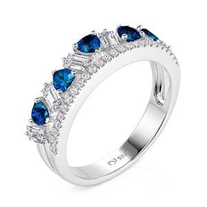 Bague d'éternité double rangée en saphir plaqué or 18 carats Jeulia Olivetta pour femme, mariage - Product Image 3
