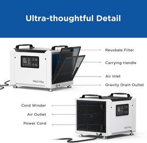 Deshumidificador Comercial Moiswell de 70 Pintas con Manguera de Drenaje |   Deshumidificador Compacto para Espacios Reducidos, para Sótanos, con Descongelación Automática - Product Image 6