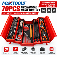 Maxxtools – Kit d'outils mécaniques robustes 70 pièces avec douilles 1/2, clés à douille CR-V, pinces, tournevis et clés à molette pour réparation automobile