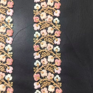 ลูกไม้ปักลายดอกไม้ความหนาแน่นสูงสำหรับธุรกิจสไตล์โกธิคและพังค์ระดับพรีเมียมเป็นมิตรกับสิ่งแวดล้อมสำหรับกระเป๋าและรองเท้า - Product Image 1