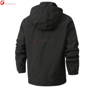 Customizable Logo Printed Canvas Full Zipper Waterproof Windproof Hooded Autumn <b>Windbreaker</b> Jacket for Men OEM Service - Product Image 3