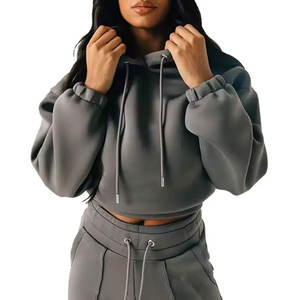 Pull personnalisé très vendu survêtements en détresse ensemble sweat à capuche et pantalon de survêtement évasés ensemble boxy survêtements pour femmes - Product Image 4