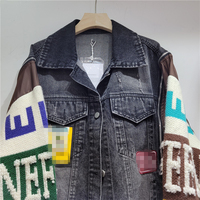 Veste en jean pour femme, personnalisée, unique, hiver, respirante, écologique, style motard, avec logo personnalisé, 340g, et pull décontracté en maille