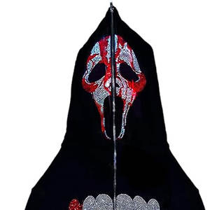 Logo personnalisé fermeture éclair prix usine Oem Services 2025 sweat à capuche femme surdimensionné avec strass scintillant - Product Image 2