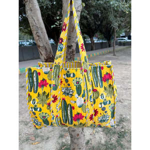 Boho Chic Reversible Quilted Velvet Cotton Women's Tote <b>Bag</b> Large Eco-Friendly Sustainable Grocery Shopping Ochre <b>Beach</b> <b>Bag</b> - Product Image 1