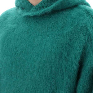 MOVATEXTILES Dernière tendance Hommes Gris Mohair Tissu Brut Ourlet Fermeture éclair Hoodie Hommes Fluffy Mohair Plain Hoodies à vendre - Product Image 6