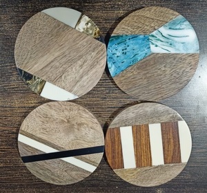 Sous-verre rond en bois et résine époxy pour tasses à thé, design artistique, différentes couleurs - Product Image 4