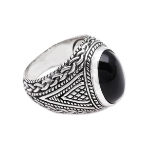 Anillo Clásico de Ónice Negro, Hecho a Mano, Plata de Ley 925, Joyería con Piedra Preciosa Natural para Aniversario de Bodas a Precio de Mayoreo - Product Image 3