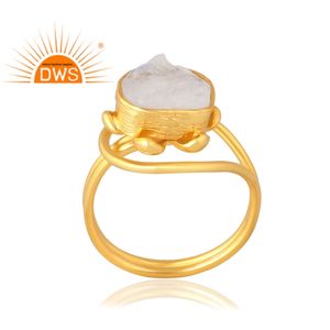 Venta caliente 925 plata esterlina 18K chapado en oro Natural Arco Iris Luna anillo de piedras preciosas Demi joyería fina para mujer regalo para ella - Product Image 1