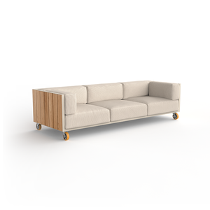 Sofá de Tres Plazas VINEYARD, Estilo Contemporáneo Minimalista, Muebles de Ratán PE para Exteriores, Patio, Terraza, Sala de Estar, Estilo Relajado - Product Image 4