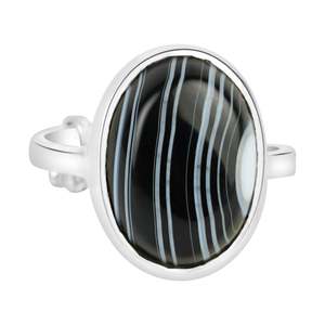 NOVAMART Fine Agora <b>Men's</b>/Women's <b>Black</b> Agate Sulemani Hakik Bezel Setting Silver 925 Everyday Wear Pendant/<b>Ring</b> by Arihant Gems - Product Image 2