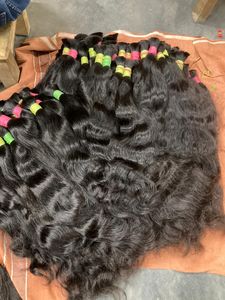 Extensiones de cabello humano natural indio, sin procesar, virgen, ondulado, a granel, cutícula alineada, suministro al por mayor - Product Image 4