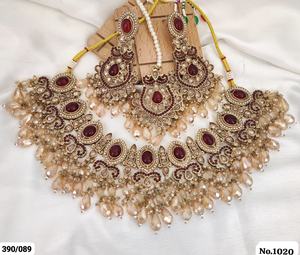 Lujoso juego de collar étnico Kundan con piedras de colores y pendientes Ideal para funciones festivas Fiestas y bodas - Product Image 4