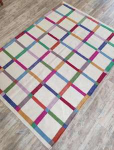 พรมผ้าฝ้ายลายตารางสีสันสดใสมีสไตล์พรมสานแบบแบนพรมทอมือในร่มและกลางแจ้งพรมพื้นที่ราคาประหยัด - Product Image 2