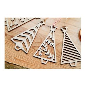 Adornos colgantes de Navidad de madera pintados a mano con diseños de renos y árboles de Papá Noel para Decoración - Product Image 4