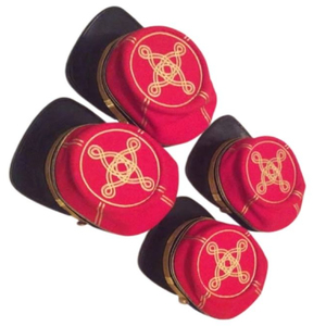 <b>Red</b> <b>Wool</b> Office Kepi Hat Civil W ar Style Cap Embroidered Rank Insignia Leather Chinstrap Historical Costume - Product Image 3