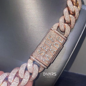 Los Mejores Precios en Collares de Eslabones Cubanos de Oro Rosa de 10K, Cadenas de 20 mm con Diamantes Cultivados en Laboratorio, Colección de Joyería Hip Hop Unisex - Product Image 3