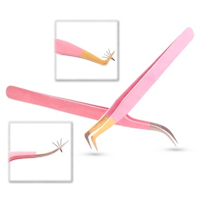 Pinzas de Acero Inoxidable para Extensión de Pestañas, Disponibles en Todos los Colores, Producto de Belleza, con Punta de Fibra y Logotipo Grabado - Product Image 2