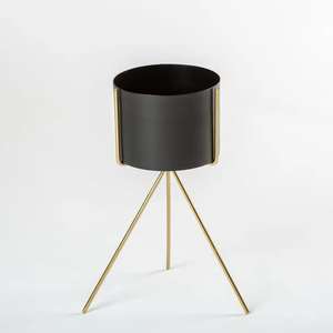 Metal Standing Planter Iron Metal With Brass Antique Modern Flower Planter with Stand <b>Indoor</b> Decorative Flower Pot - Product Image 5