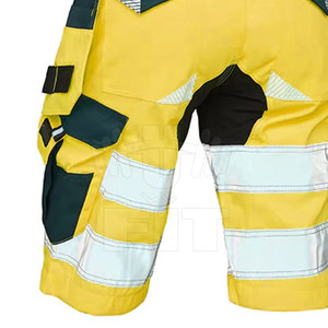 Pantalones cortos de trabajo con cinta reflectante de alta visibilidad para hombre logotipo personalizado transpirable y de alta calidad a estrenar - Product Image 4