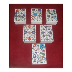 Hand Carved Pure <b>White</b> Makrana Marble Inlaid <b>Boxes</b> For Home Decoration And Business Corporate <b>Gifts</b> Purpose - Product Image 1