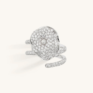 Elegant White Flower <b>Ring</b> with Sparkling Clear <b>Crystals</b> Silver Plated Floral Statement Adjustable Women Fashion Jewelry - Product Image 1