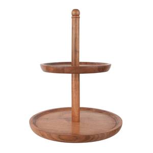 Handcrafted Olive Wood Two Tier <b>Dessert</b> Stand with Deep Bowls Strong Design Ideal for Events Kitchen Styling and Daily Serving - Product Image 3