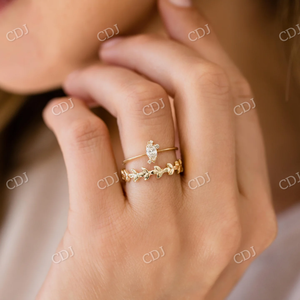 Bague de fiançailles en forme de grappe de Moissanite taille marquise Bague en or jaune 14 carats pour femmes Bague de mariage en diamant certifiée GRA au grossiste - Product Image 4