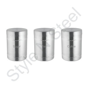 Stainless Steel Canister <b>Set</b> Housewares 3 Piece <b>Tea</b> <b>Coffee</b> <b>Sugar</b> Steel Kitchen Storage Canister 3 Pcs <b>Set</b> - Product Image 1