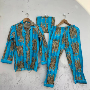 Pijama de Algodón Hecho a Mano para Mujer, Cuello en V, Manga Larga, Estampado |   Estilo Casual para Vacaciones, Suave y Transpirable - Product Image 2