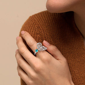 Anillo único de diseñador de Plata de Ley 925 sólida, piedra preciosa turquesa Natural de 4MM, joyería fina multichapada para bodas, venta al por mayor - Product Image 2