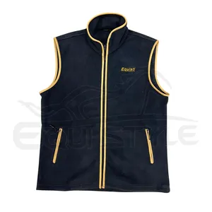 Blauw Polar Fleece Vest Voor Mannen En Vrouwen Dubbel 330 Gsm Twee Zijzakken Geel Biezen Mouwloos Outdoor Reisvest