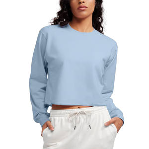 2025 precio al por mayor sudadera personalizada para mujer sudaderas con capucha Material de alta calidad algodón liso mujeres Crop Top sudaderas con capucha sudadera - Product Image 1