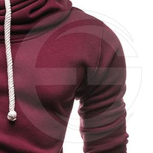 Sudadera con capucha informal de hombre personalizada con característica impermeable Sudadera con capucha color entero logotipo impreso en blanco con cordón - Product Image 4