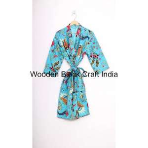 Kimono pour femmes tendance, vintage, peint à la main, floral, indien, matelassé, en coton biologique, réversible, écologique, respirant - Product Image 6