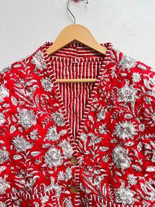 Manteau décontracté en jersey matelassé pour femmes, imprimé floral, kimono en coton, bouton réversible pour toutes les saisons. - Product Image 2