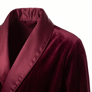 <b>Men</b> Sherub Velour Bathrobe Shawl Collar Long Sleeve Full Length Tie Waist <b>Robe</b> Thermal Winter Lounge Wear for Home Spa - Product Image 4