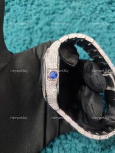 Probador de diamantes Pass Bust Down Round Cut VVS Moissanite Reloj completamente helado Hip Hop Full Luxury Men Relojes al menos costo - Product Image 3