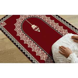 Red Muslim Prayer <b>Rug</b>: 3D Printed Islamic Worship <b>Rug</b>,Nonwoven <b>Thin</b> <b>Rug</b> - Product Image 2