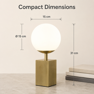 Lámpara de mesa moderna dorada con globo de cristal, base de hierro, bombilla E27, interruptor regulador de intensidad para dormitorio, estudio, sala de estar, oficina - Product Image 3