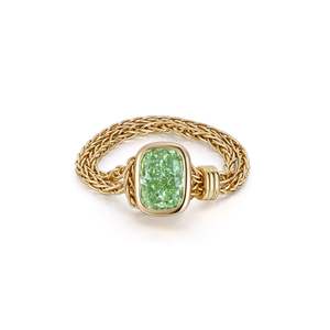 Fine Cushion Green Chain Engagement <b>Ring</b> 1.38 Ct Fancy Intense Green VS1 Lab Grown <b>Diamond</b> In 18K Yellow Gold Bridal Party Wear - Product Image 3