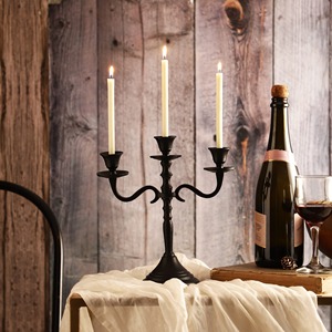 Pièce maîtresse décorative de support de bougie de candélabre de 3 bras en métal noir pour la décoration de Table de maison d'événement de mariage - Product Image 3