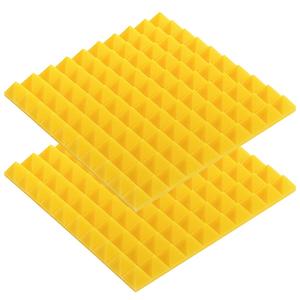 Acoustic Panels MXOWX-002 2 Pack Pyramid <b>Foam</b> 0.5m X 0.5m 2" <b>Thick</b> Yellow - Product Image 1